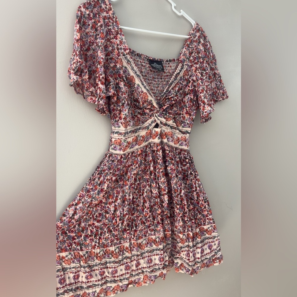 Angie Red and Cream Floral Mini Dress